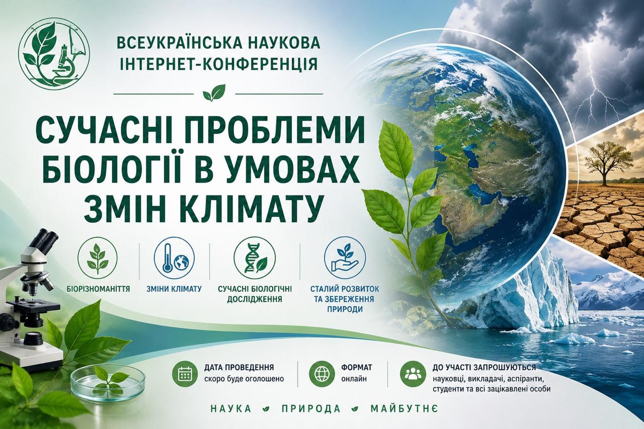 Всеукраїнська наукова інтернет-конференція «Сучасні проблеми біології в умовах змін клімату»