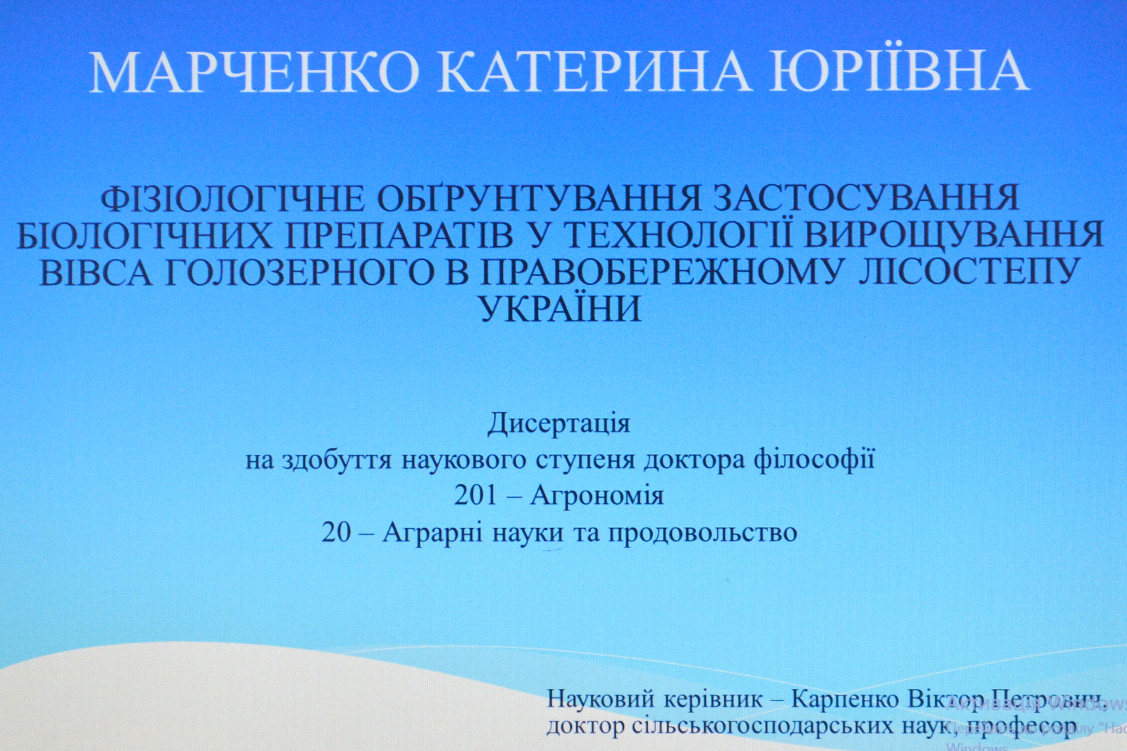 Захист дисертації Марченко Катерини Юріївни на здобуття наукового ступеня доктора філософії